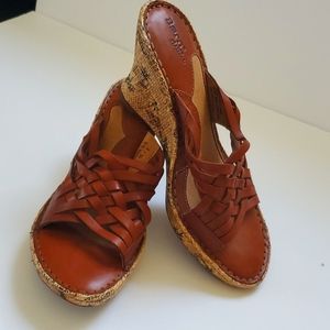 Born Driller Brown Leather Wedge Size 8